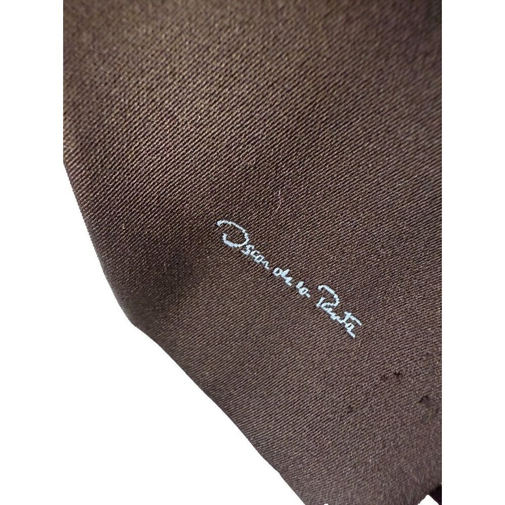 Oscar De La Renta Tie Brown & Blue Diagonal Stripe Silk Blend Vintage - Picture 3 of 9